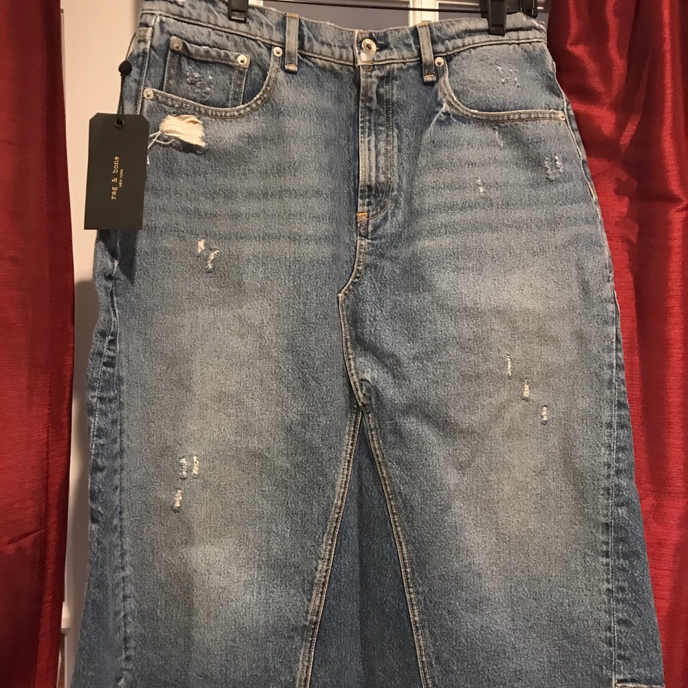 Rag & Bone Jean skirt size 32 distressed NWT